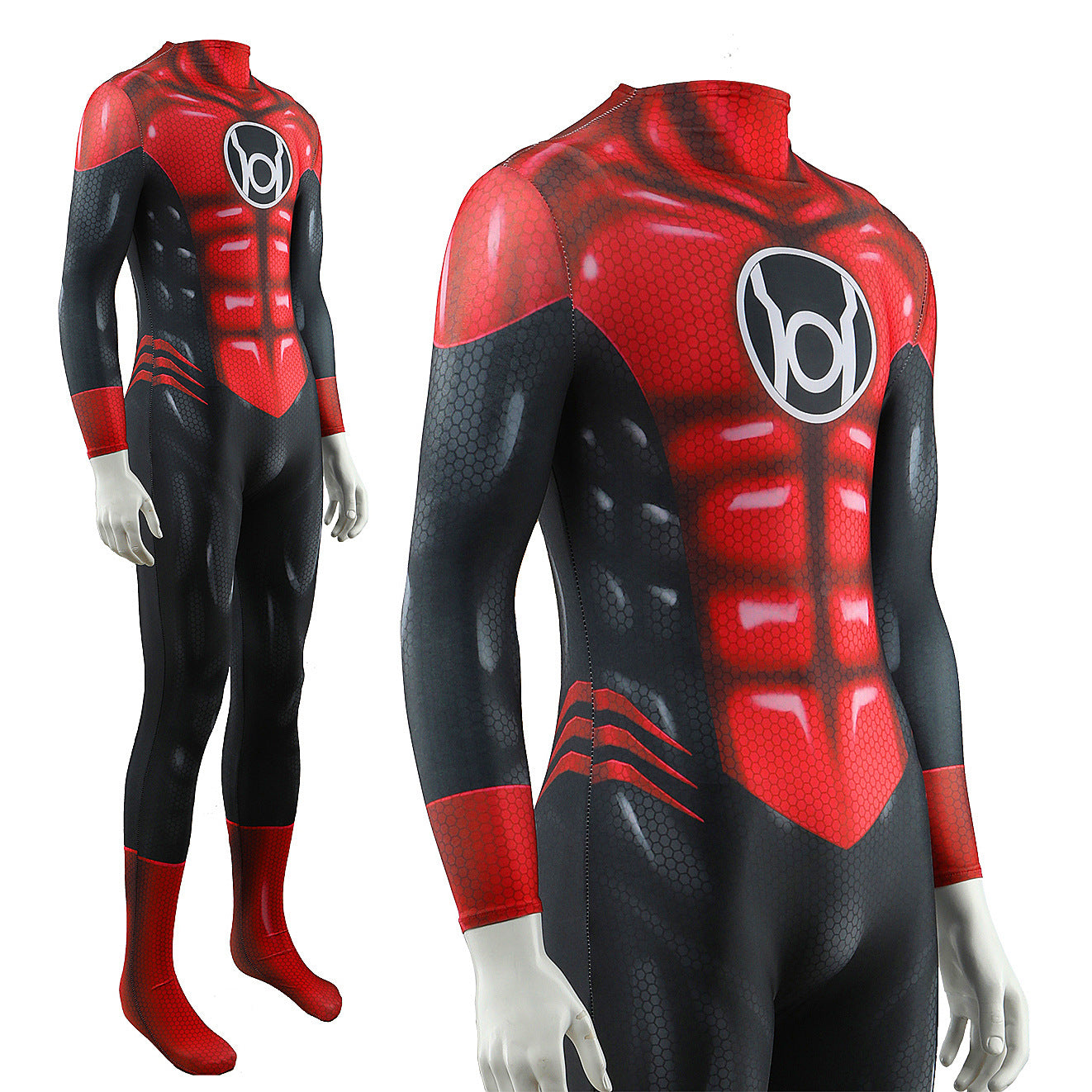 Red Lantern Corps Jumpsuits Cosplay Costume Kids Adult Halloween Bodysuit - coscrew