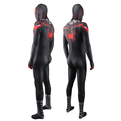 miles morales spider man with scarf jumpsuits costume kids adult halloween bodysuit