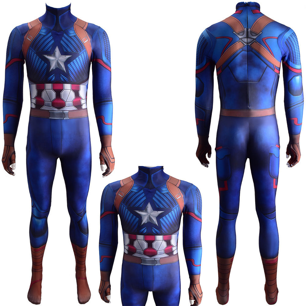 captain america steve rogers jumpsuits cosplay costume kids adult halloween bodysuit