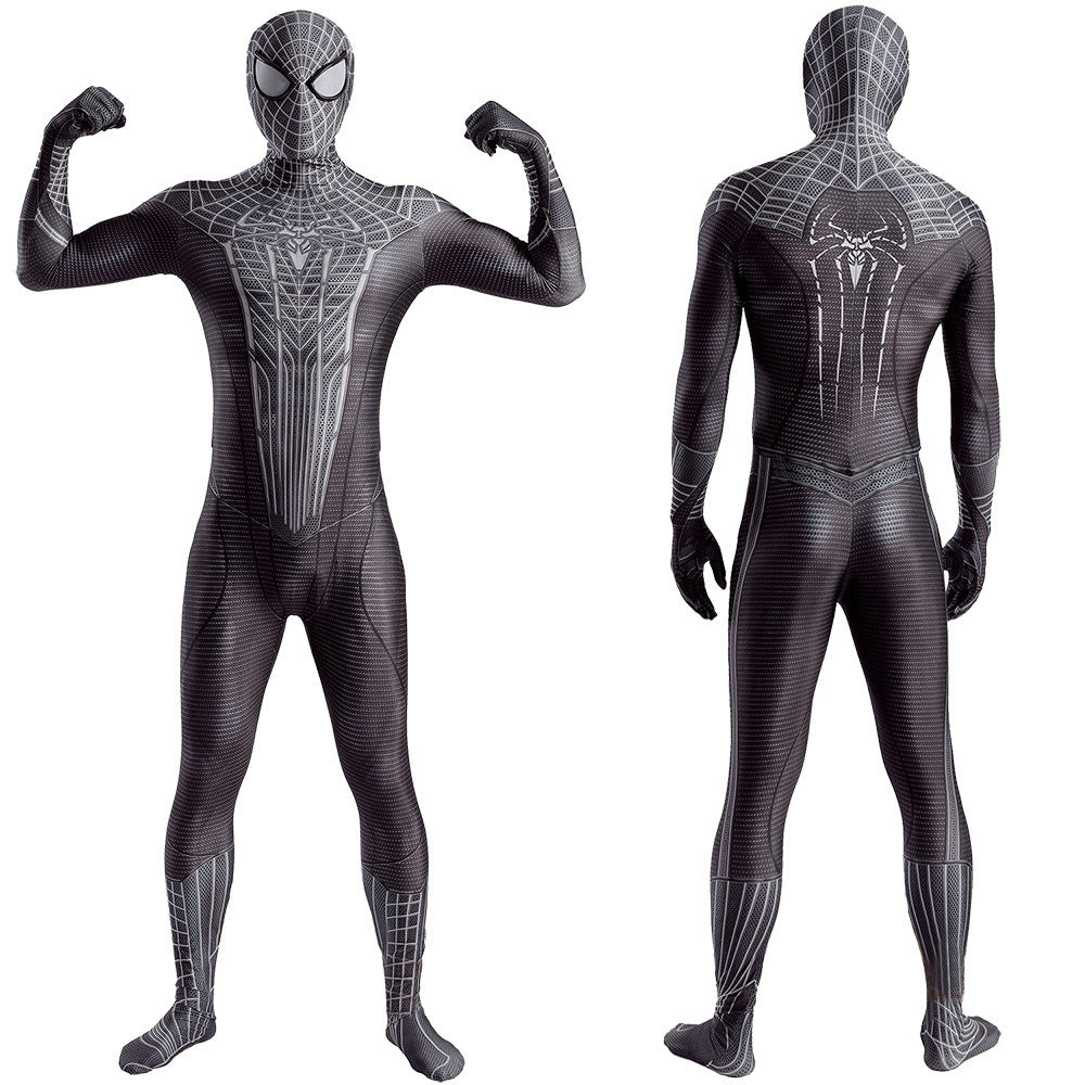 black amazing spider man jumpsuits cosplay costume kids adult halloween bodysuit