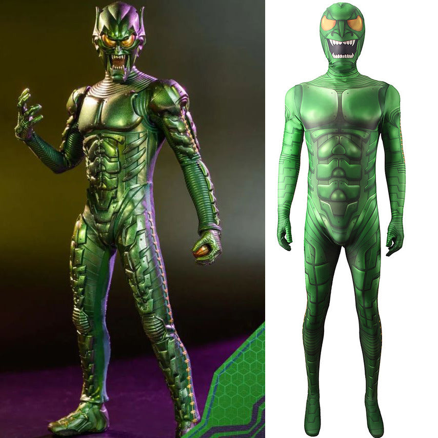 spider man no way home green goblin jumpsuits costume kids adult bodysuit