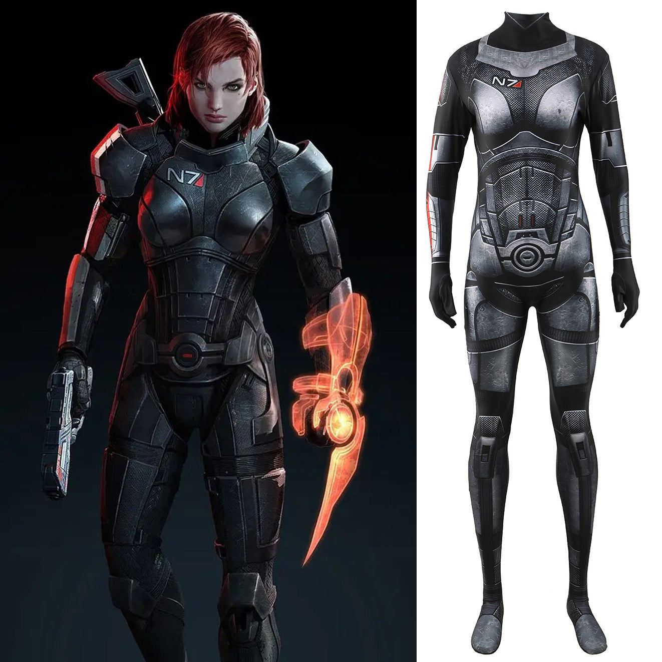 femshep shepard n7 armor jumpsuits cosplay costume kids adult halloween bodysuit