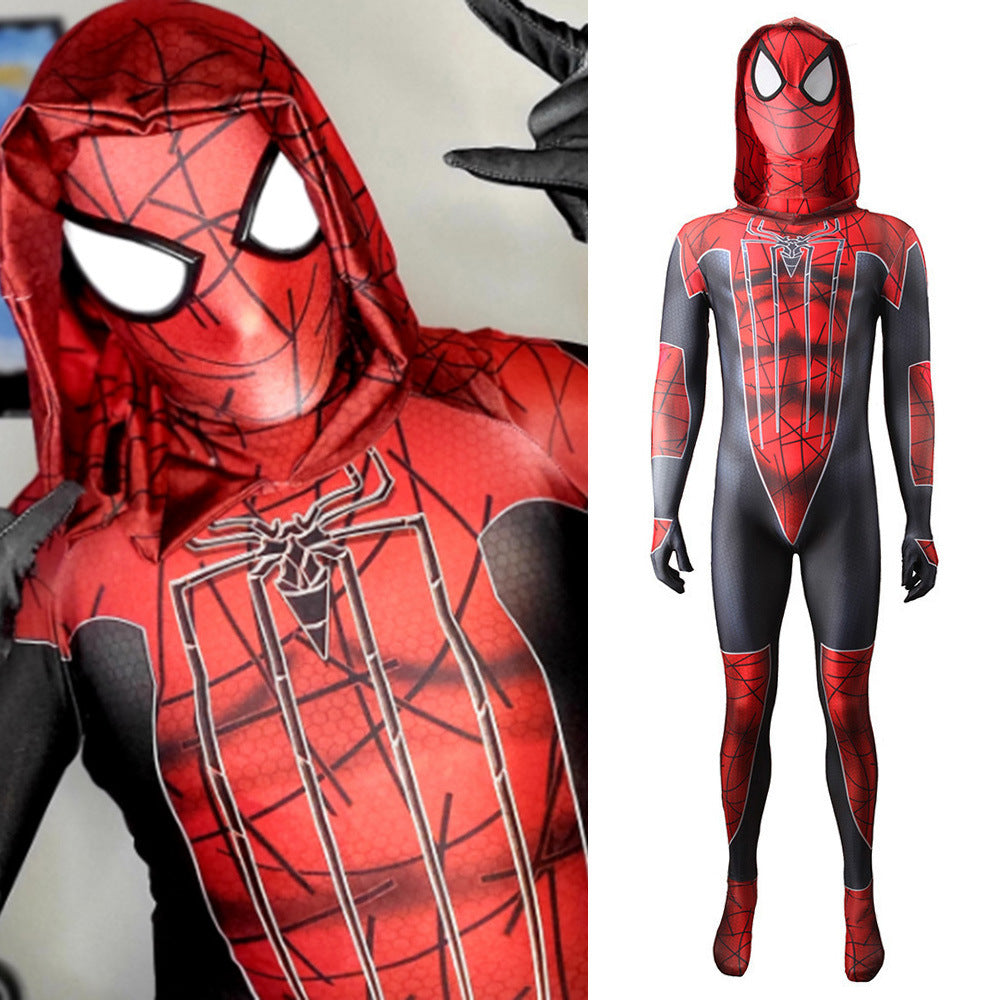 the amazing spider man hooded jumpsuits cosplay costume kids adult halloween bodysuit