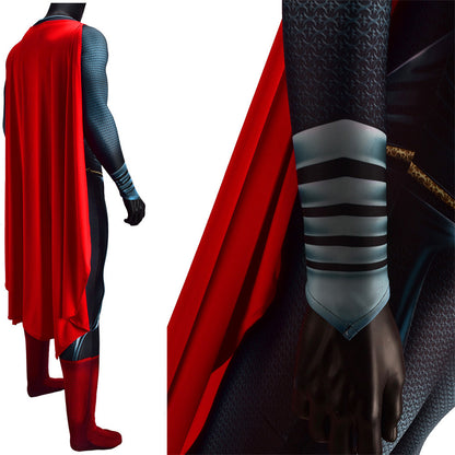 man of steel superman jumpsuits with cloak costume kids adult halloween bodysuit
