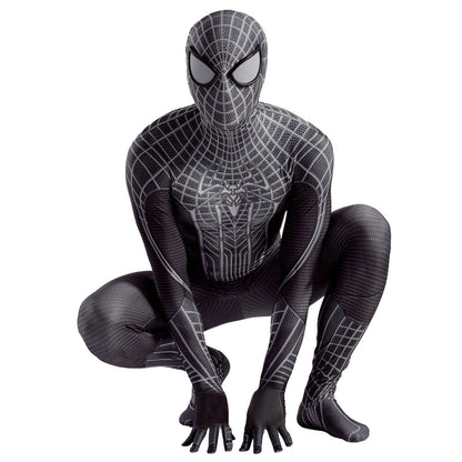 black amazing spider man jumpsuits cosplay costume kids adult halloween bodysuit