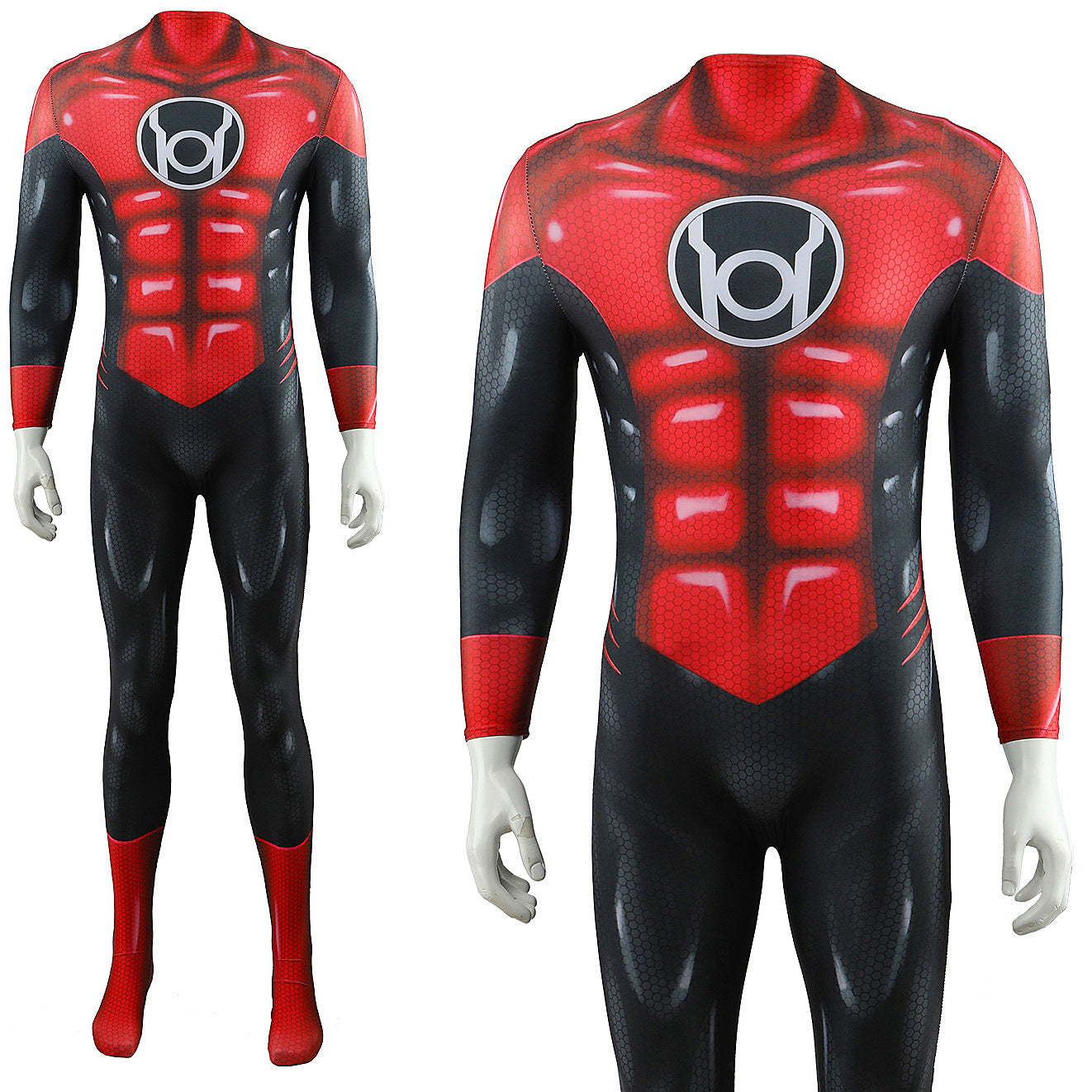 Red Lantern Corps Jumpsuits Cosplay Costume Kids Adult Halloween Bodysuit - coscrew