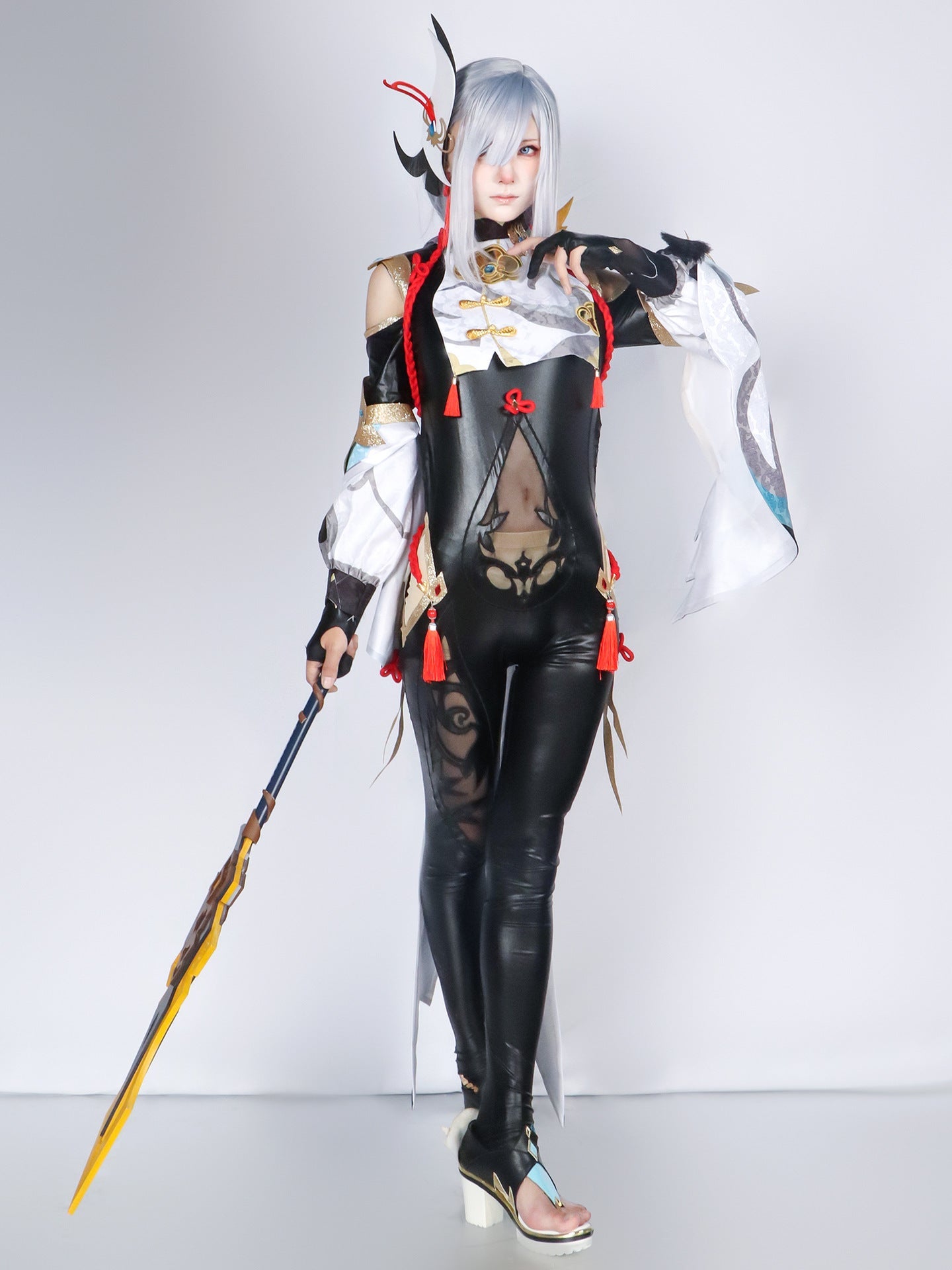 Genshin Impact Shenhe Bodysuit Full Set Cosplay Costume