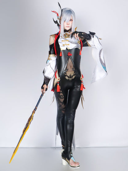 Genshin Impact Shenhe Bodysuit Full Set Cosplay Costume