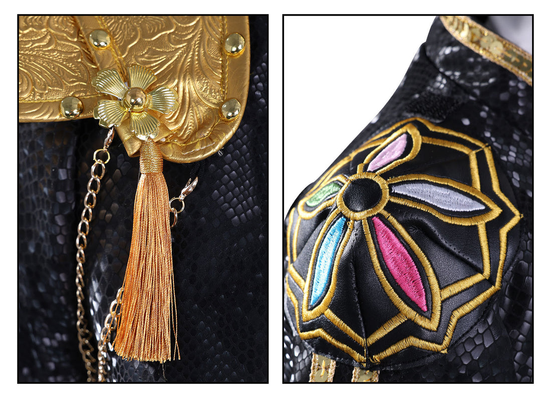 KPop Demon Hunters Rumi Black Gold Outfit Adult Kids Cosplay Costumes