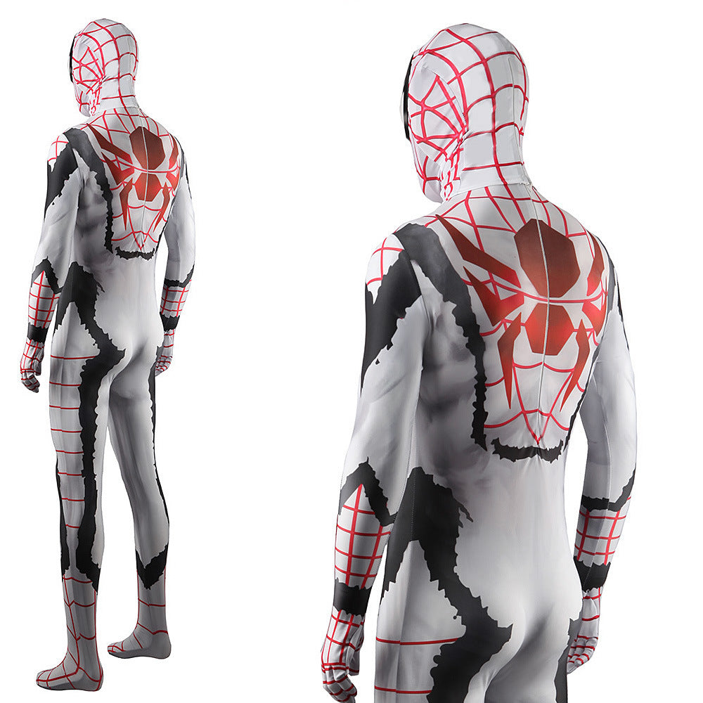 Comic White Spiderman Jumpsuits Cosplay Costume Kids Adult Halloween Bodysuit - coscrew