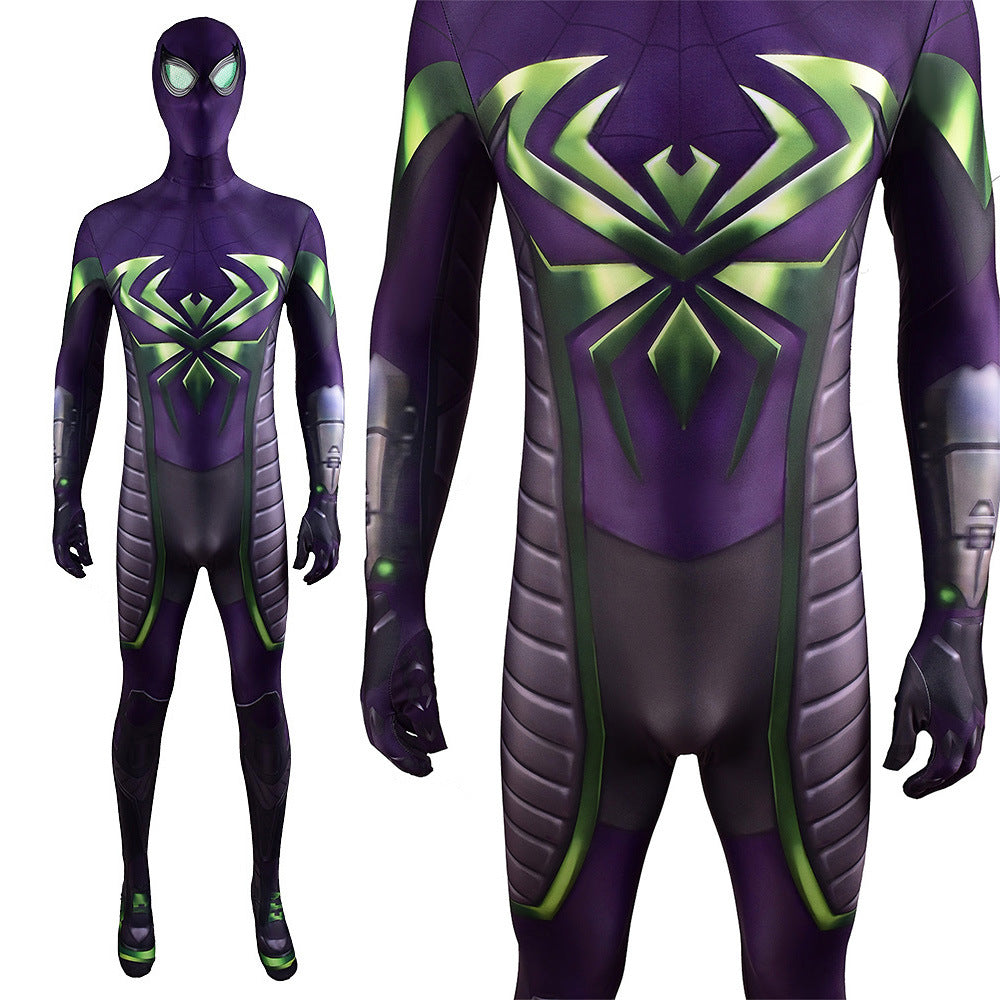 spider man miles morales purple reign jumpsuits costume kids adult bodysuit