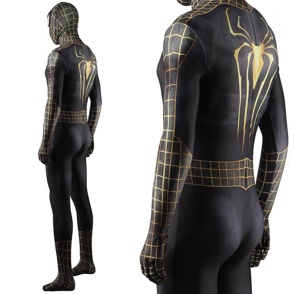 Black Golden Amazing Spiderman TASM2 Suit Jumpsuits Kids Adult Halloween Bodysuit - coscrew