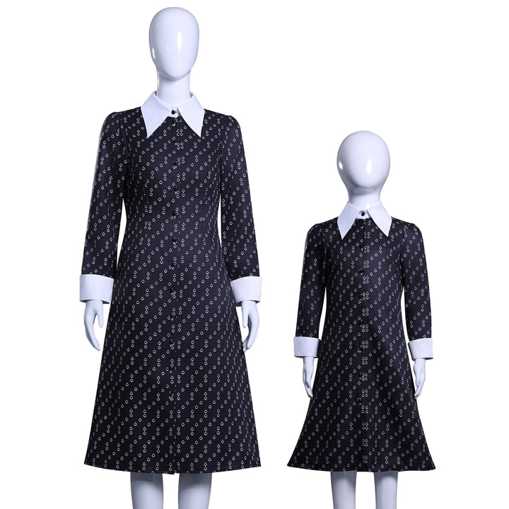 Wednesday 2 Addams Adult and Kids Black Dress Cosplay Costumes