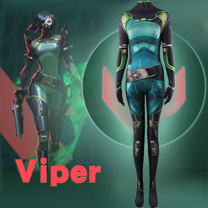 Game Valorant Viper Jumpsuits Cosplay Costume Kids Adult Halloween Bodysuit - coscrew