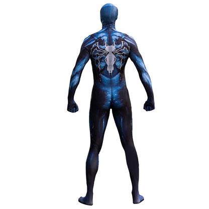 symbiote venom spider man blue jumpsuits costume kids adult halloween bodysuit