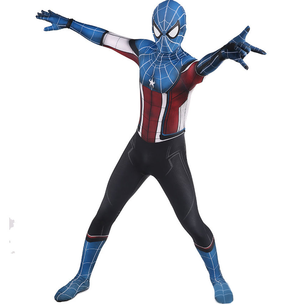 Spider-Man Captain America Jumpsuits Cosplay Costume Kids Adult Halloween Bodysuit