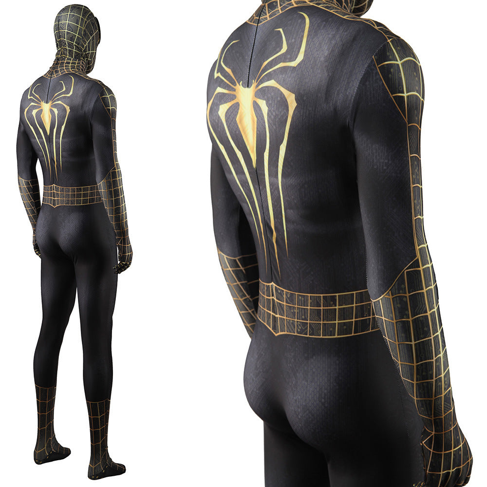 Black Golden Amazing Spiderman TASM2 Suit Jumpsuits Kids Adult Halloween Bodysuit - coscrew