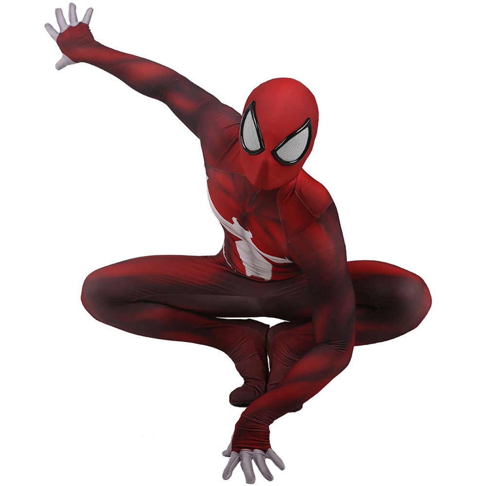 red venom spider man jumpsuits cosplay costume kids adult halloween bodysuit