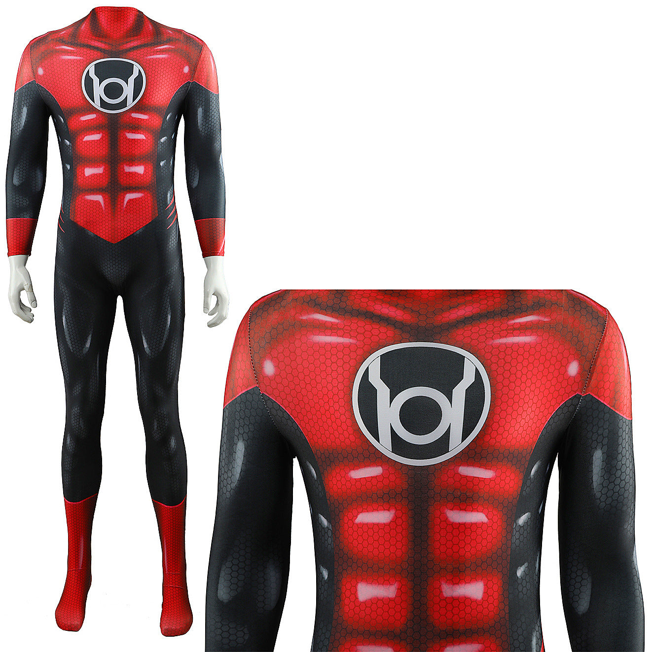 Red Lantern Corps Jumpsuits Cosplay Costume Kids Adult Halloween Bodysuit - coscrew