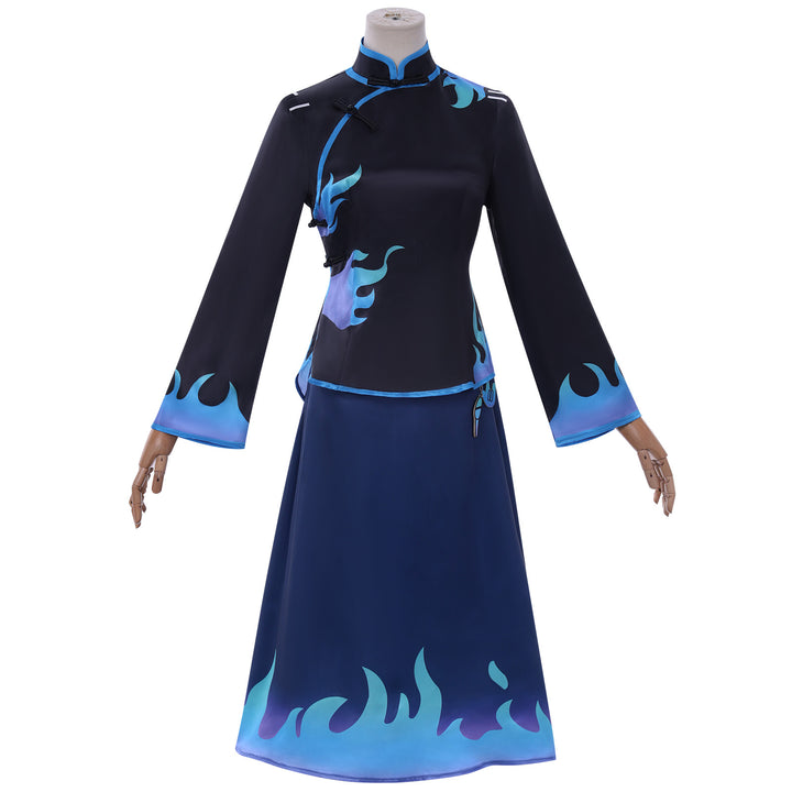 Identity V Antiquarian Qi Shiyi Blue Flame Cheongsam Cosplay Costumes