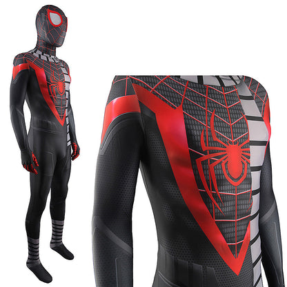 miles morales spider man with scarf jumpsuits costume kids adult halloween bodysuit