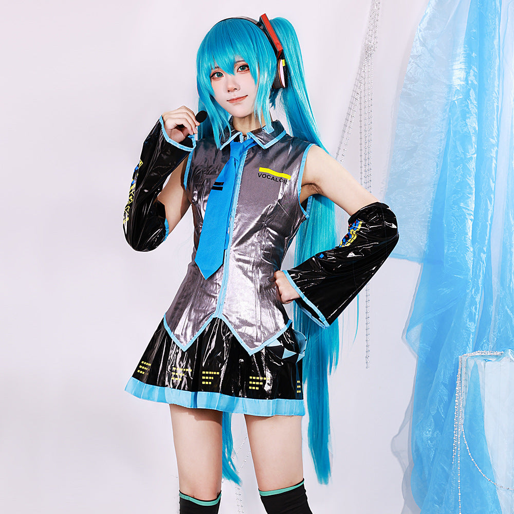 Hatsune Miku Patent Leather Official JK Adult Full Set Cosplay Costume