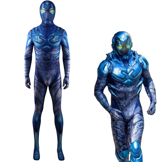 blue beetle jaime reyes blue jumpsuits costume kids adult halloween bodysuit