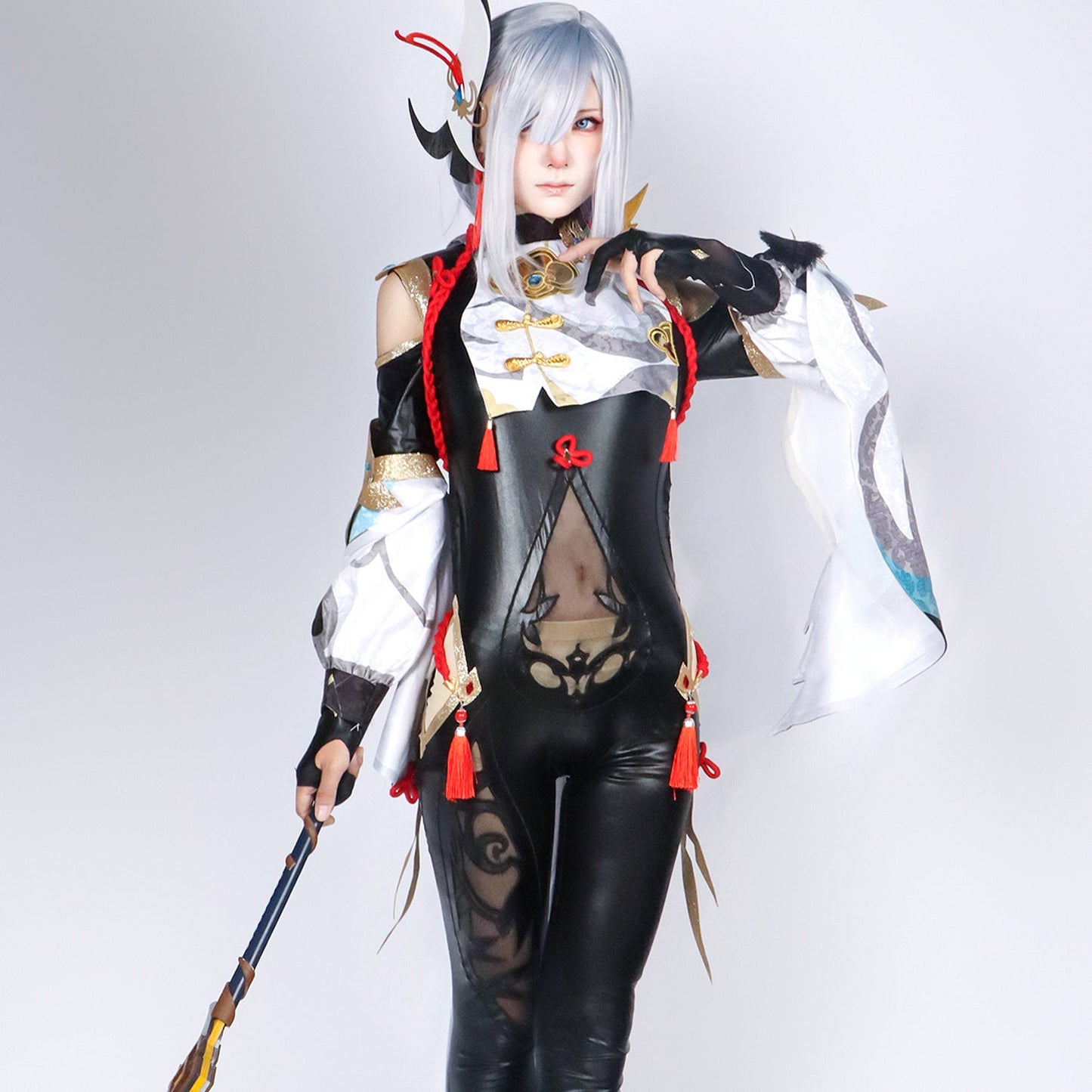 Genshin Impact Shenhe Bodysuit Full Set Cosplay Costume