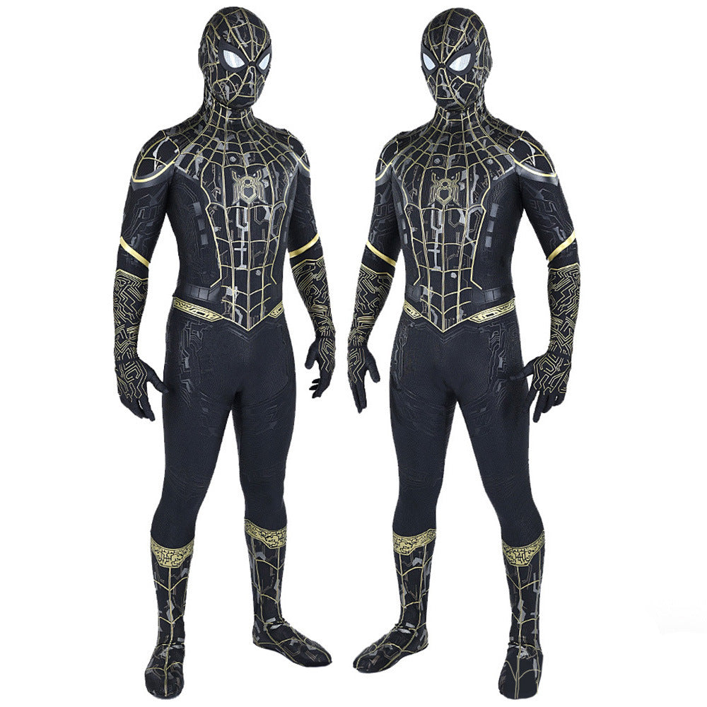 upgraded spider man no way home black gold jumpsuits kids adult halloween bodysuit