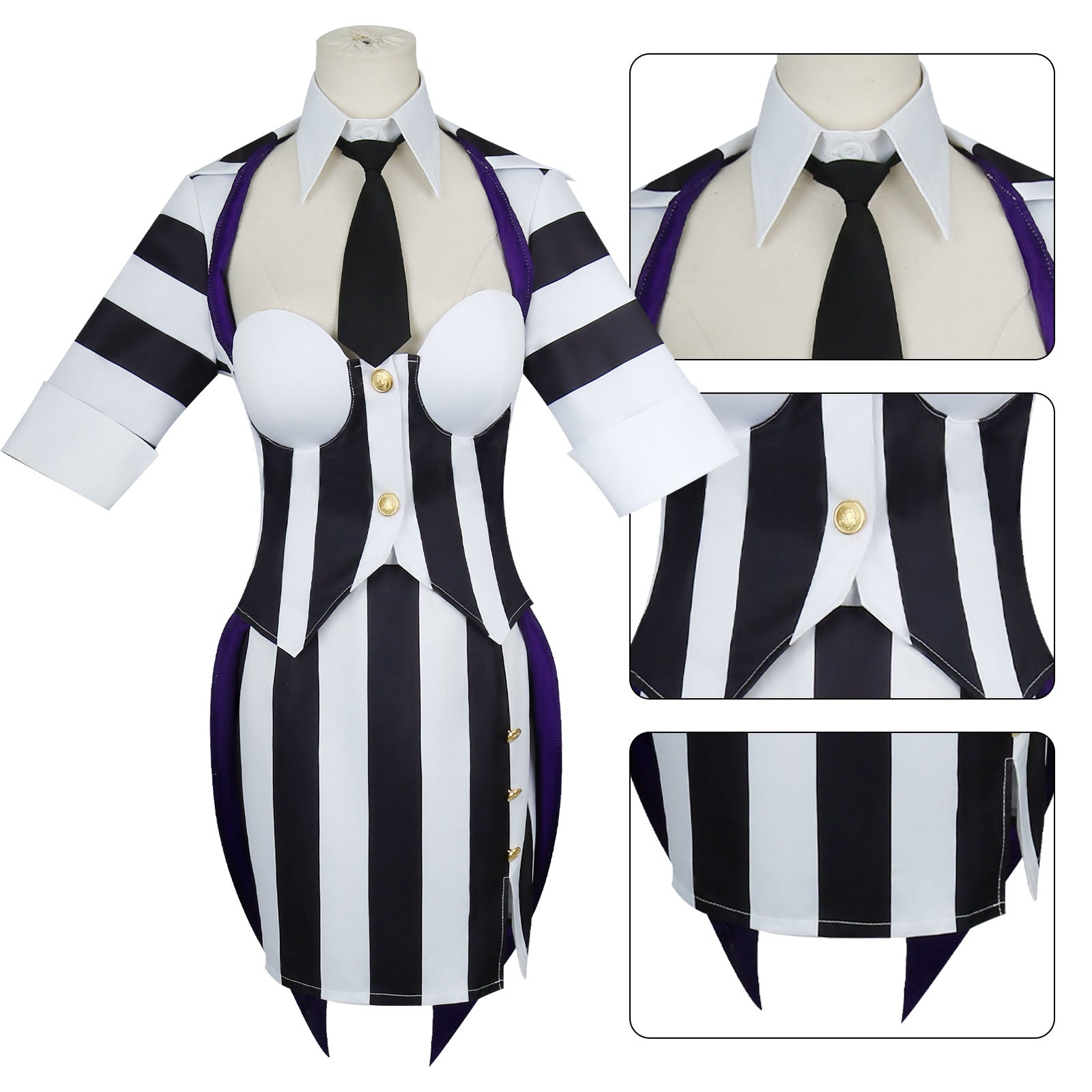 Beetle Juice Michael Keaton Stripe Suit Women Cosplay Costumes