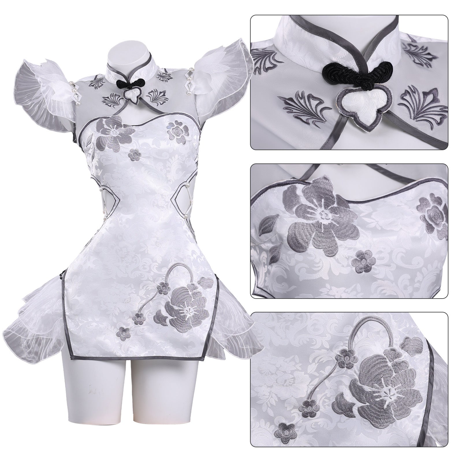 Naraka: Bladepoint Ziping Yin White Cheongsam Cosplay Costumes