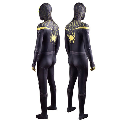 ps5 miles morales spider man golden jumpsuits costume kids adult halloween bodysuit