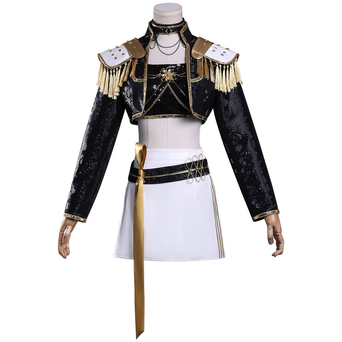 KPop Demon Hunters Mira Black Gold Outfit Adult Kids Cosplay Costumes