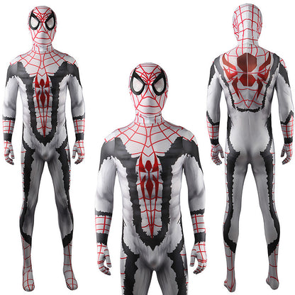 Comic White Spiderman Jumpsuits Cosplay Costume Kids Adult Halloween Bodysuit - coscrew