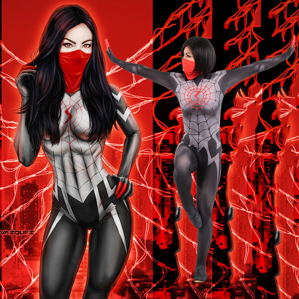 Silk Spider-Woman Spider-Man Jumpsuits Cosplay Costume Kids Adult Halloween Bodysuit