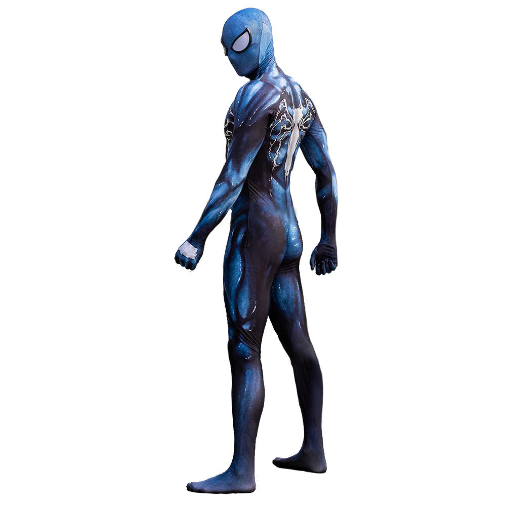 symbiote venom spider man blue jumpsuits costume kids adult halloween bodysuit