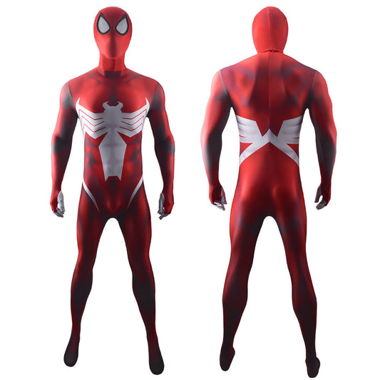 venom spider man symbiote red jumpsuits costume kids adult halloween bodysuit