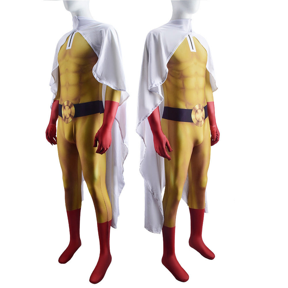 one punch man saitama jumpsuits cosplay costume kids adult halloween bodysuit