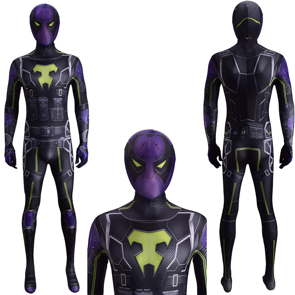 spider man miles morales purple reign suit jumpsuits costume kids adult bodysuit