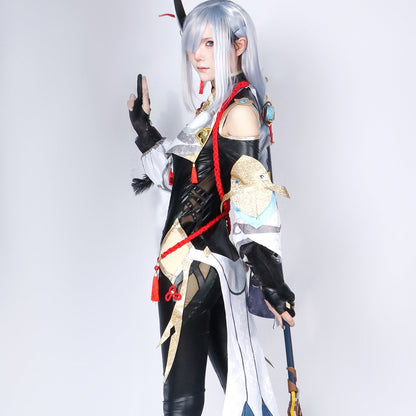 Genshin Impact Shenhe Bodysuit Full Set Cosplay Costume