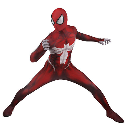 red venom spider man jumpsuits cosplay costume kids adult halloween bodysuit