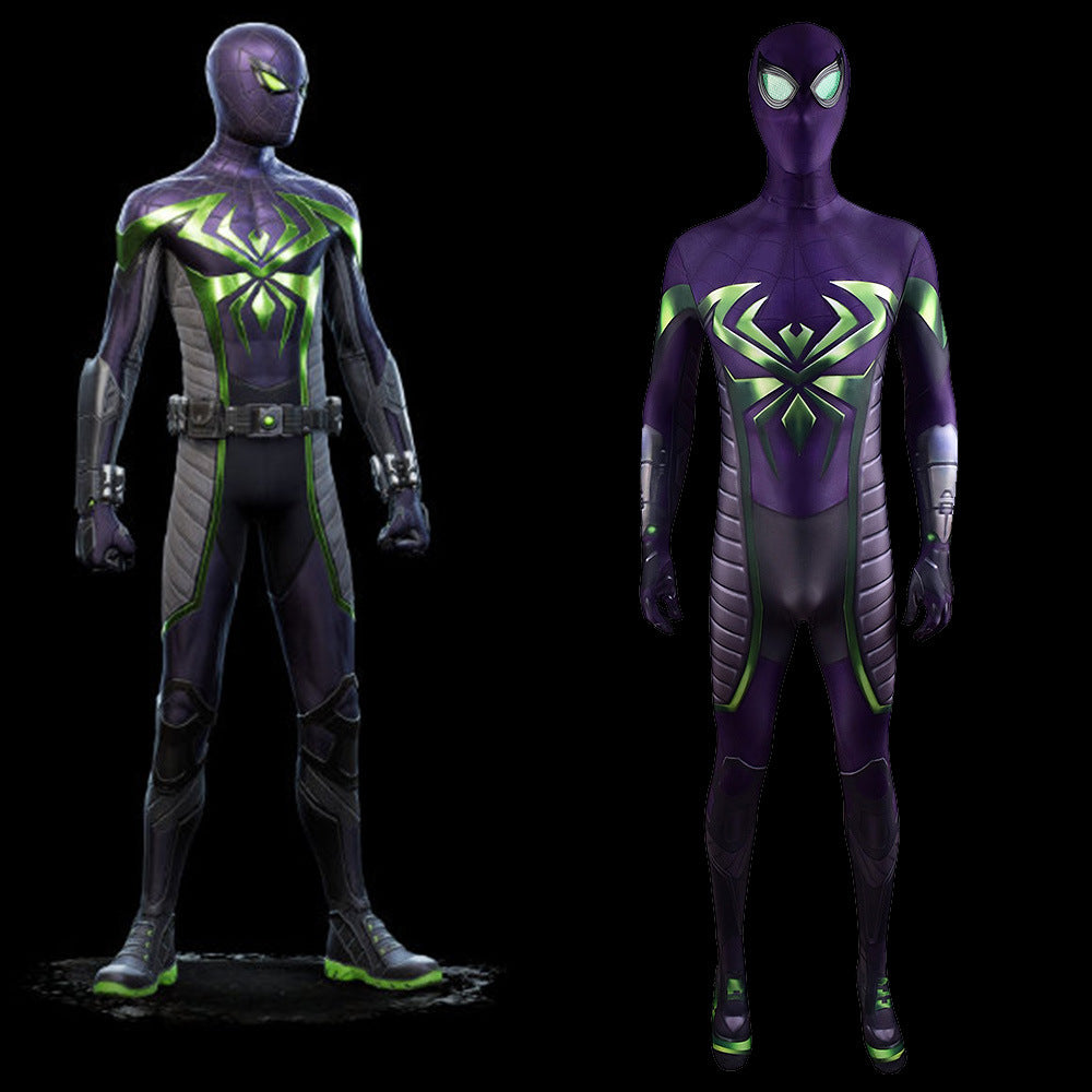 spider man miles morales purple reign jumpsuits costume kids adult bodysuit