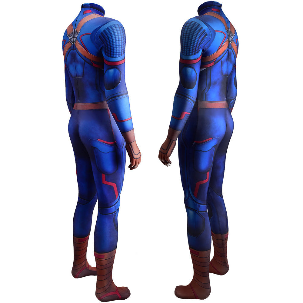 captain america steve rogers jumpsuits cosplay costume kids adult halloween bodysuit