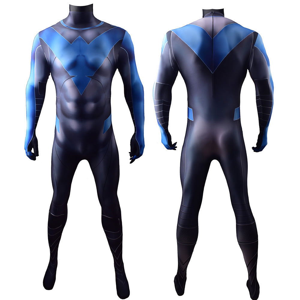 blue nightwing robin jumpsuits cosplay costume kids adult halloween bodysuit