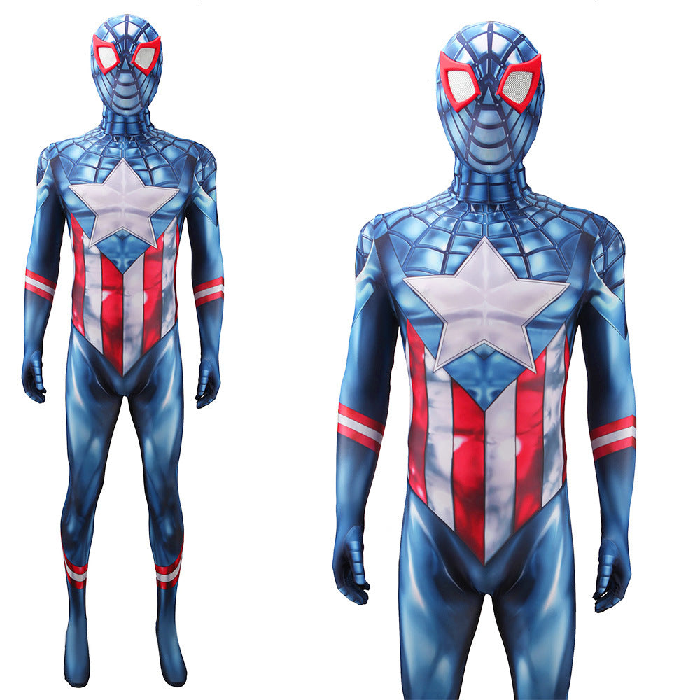 upgraded captain america spider man jumpsuits costume kids adult halloween bodysuit