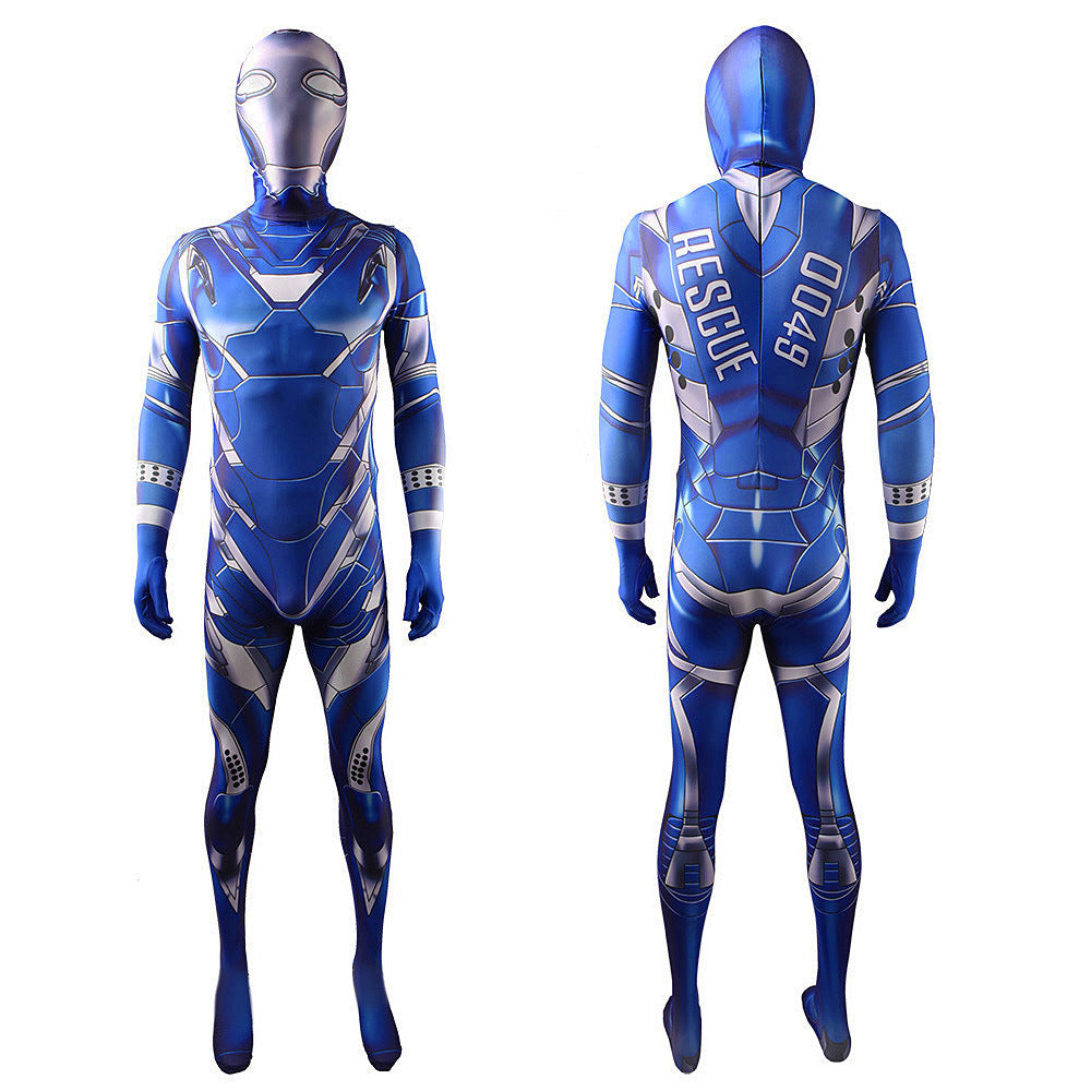 pepper potts rescue suit blue iron man jumpsuits costume kids adult bodysuit