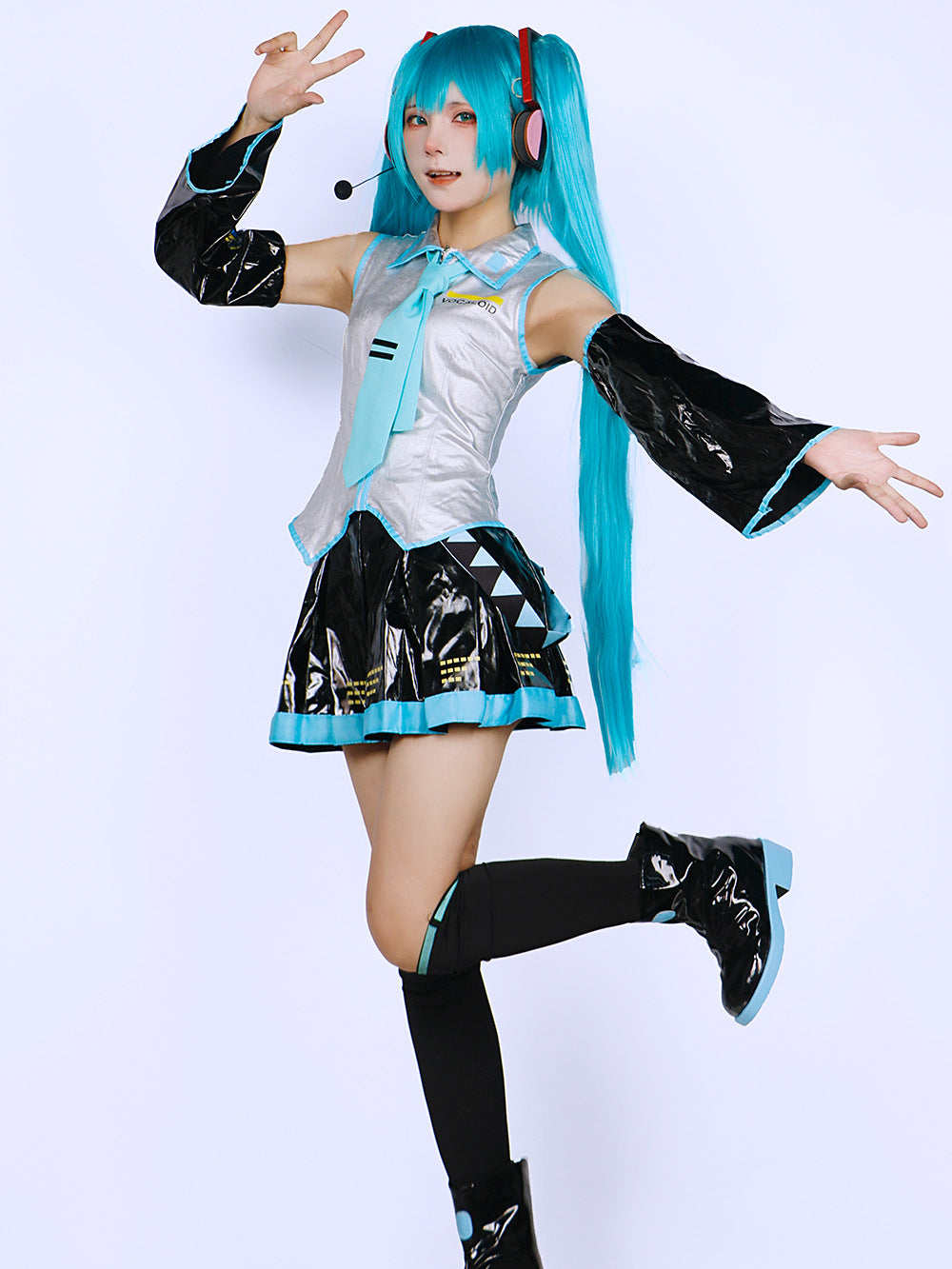 Hatsune Miku Patent Leather Official JK Adult Full Set Cosplay Costume