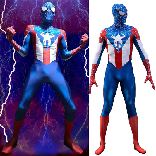 Crazy Franky Captain America Spiderman Jumpsuits Kids Adult Halloween Bodysuit - coscrew