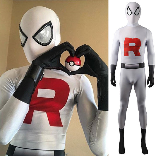 Team Rocket Spider-Man Jumpsuits Cosplay Costume Kids Adult Halloween Bodysuit - coscrew