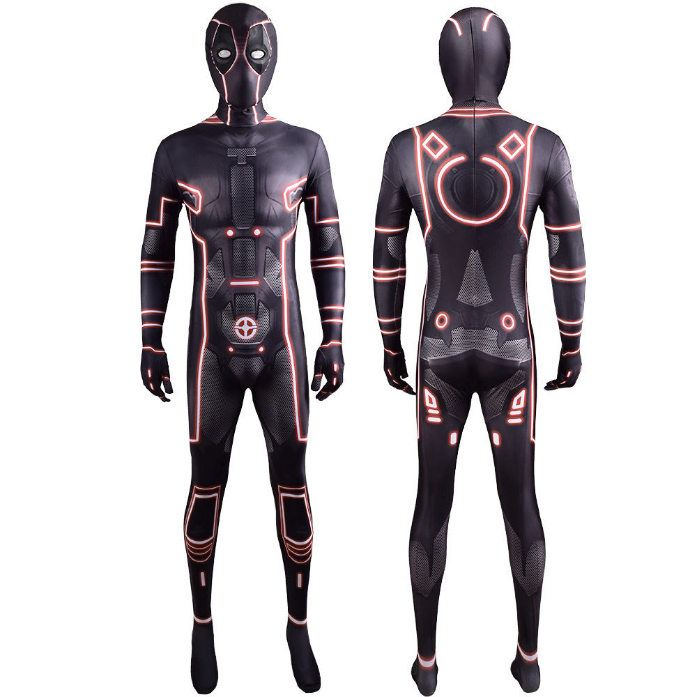 deadpool tron jumpsuits cosplay costume kids adult halloween bodysuit